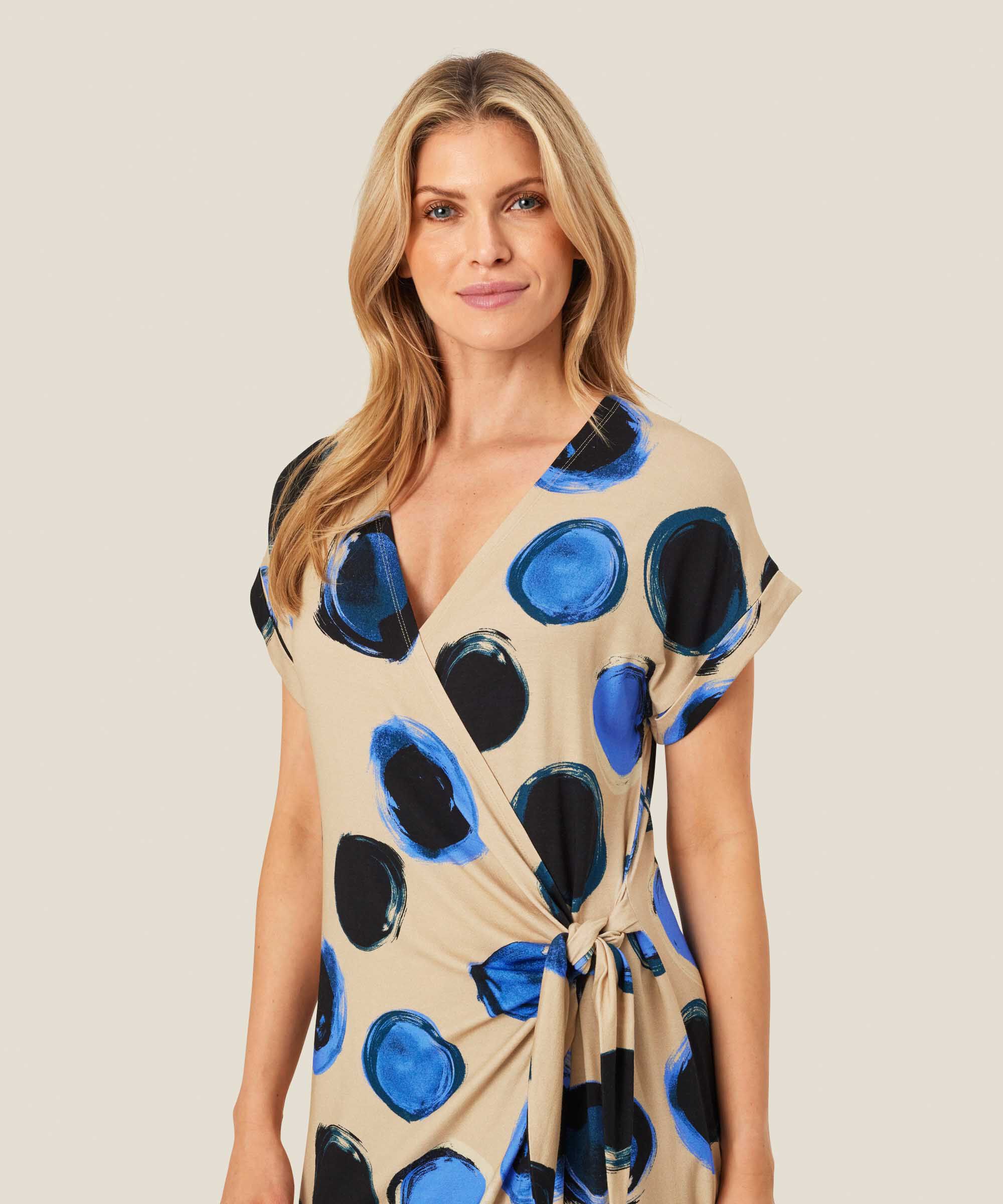 robe en jersey imprimé à effet portefeuille, Ultramarine