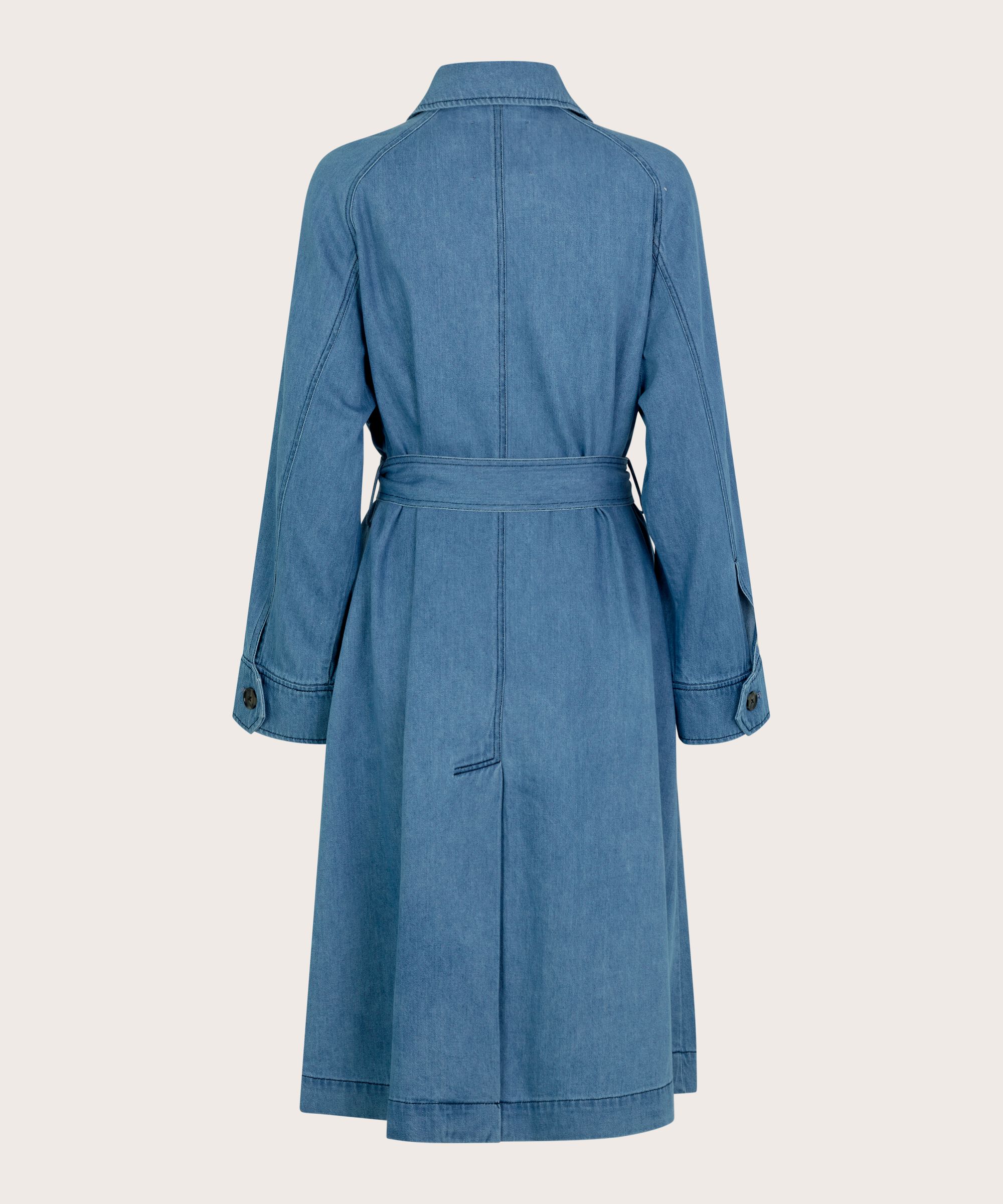 trench-coat en jean avec ceinture amovible, Light Denim