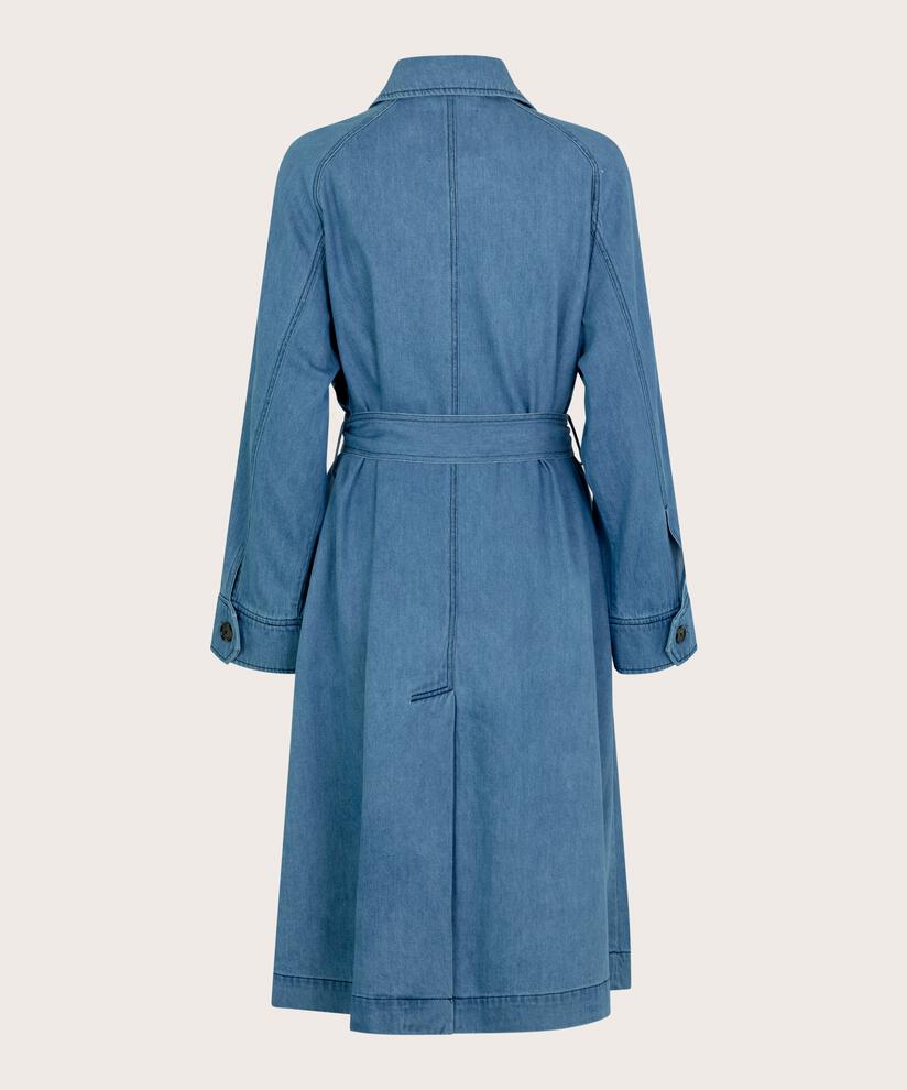 trench-coat en jean avec ceinture amovible, Light Denim