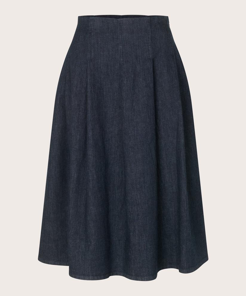jupe en jean à plis, Dark Denim