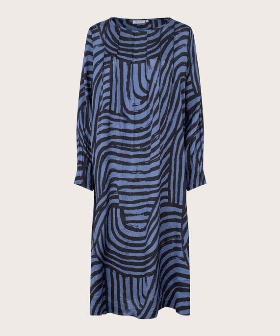robe en viscose imprimée avec drapé sur le devant, Bijou Blue