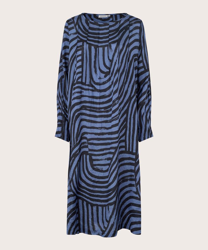 robe en viscose imprimée avec drapé sur le devant, Bijou Blue