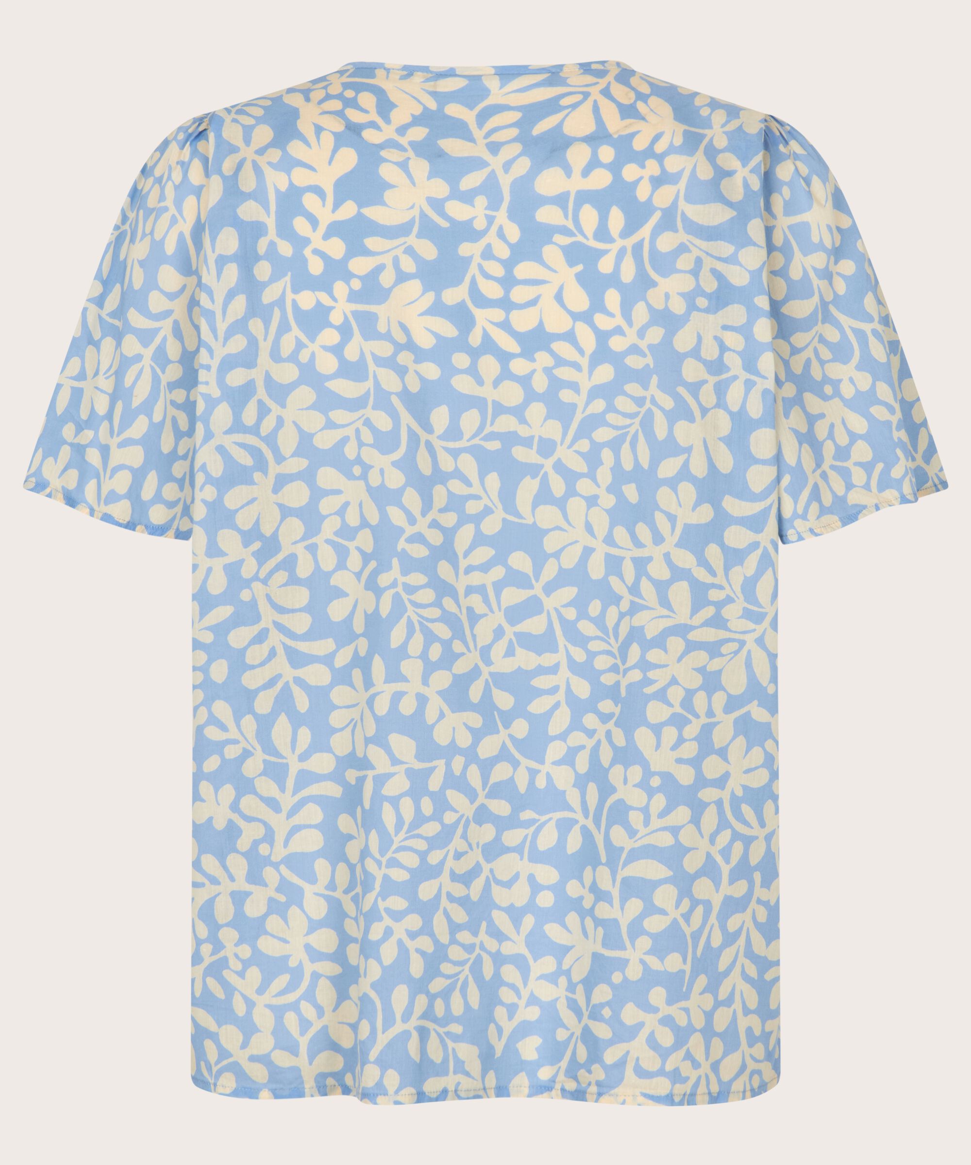 blouse en coton fleuri avec col en V, Della Blue