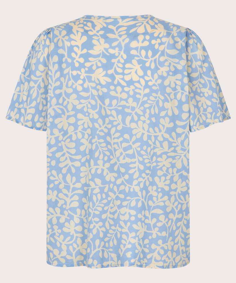 blouse en coton fleuri avec col en V, Della Blue