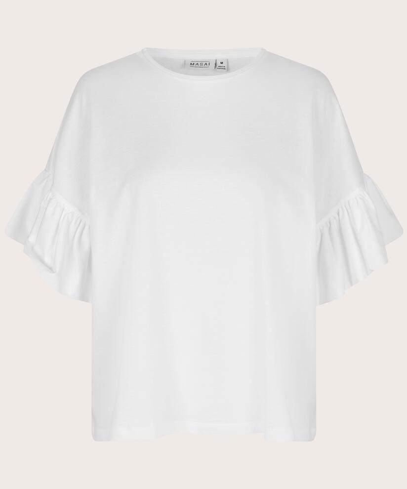 t-shirt à manches volantées, White