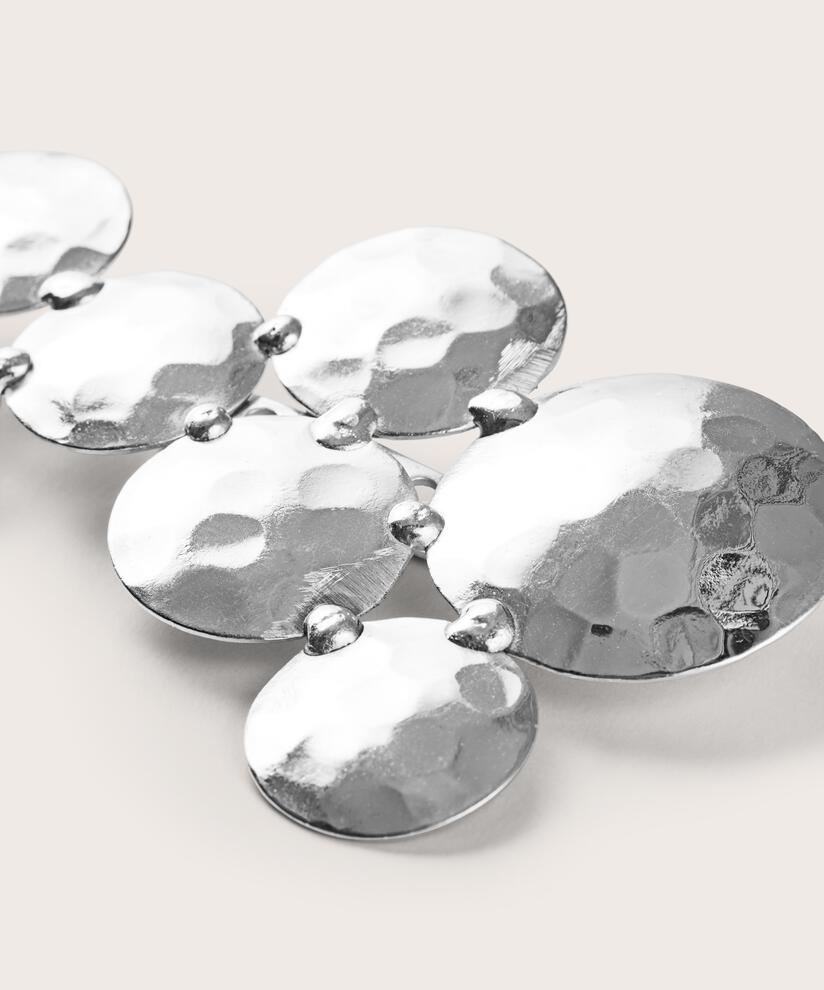 broche à cercles en métal martelé, Silver