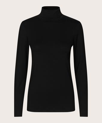 Blouse À Col Roulé En Jersey Doux, Black
