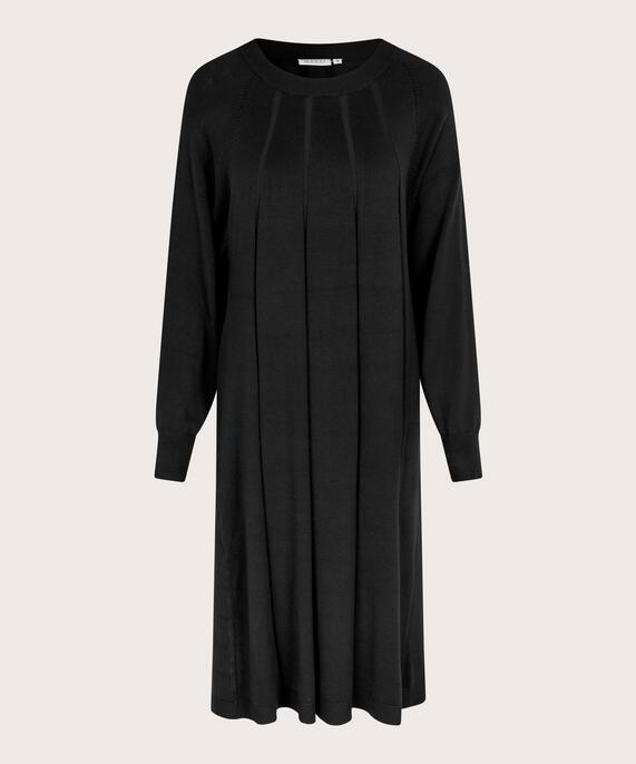 robe en maille fine à manches longues, Black