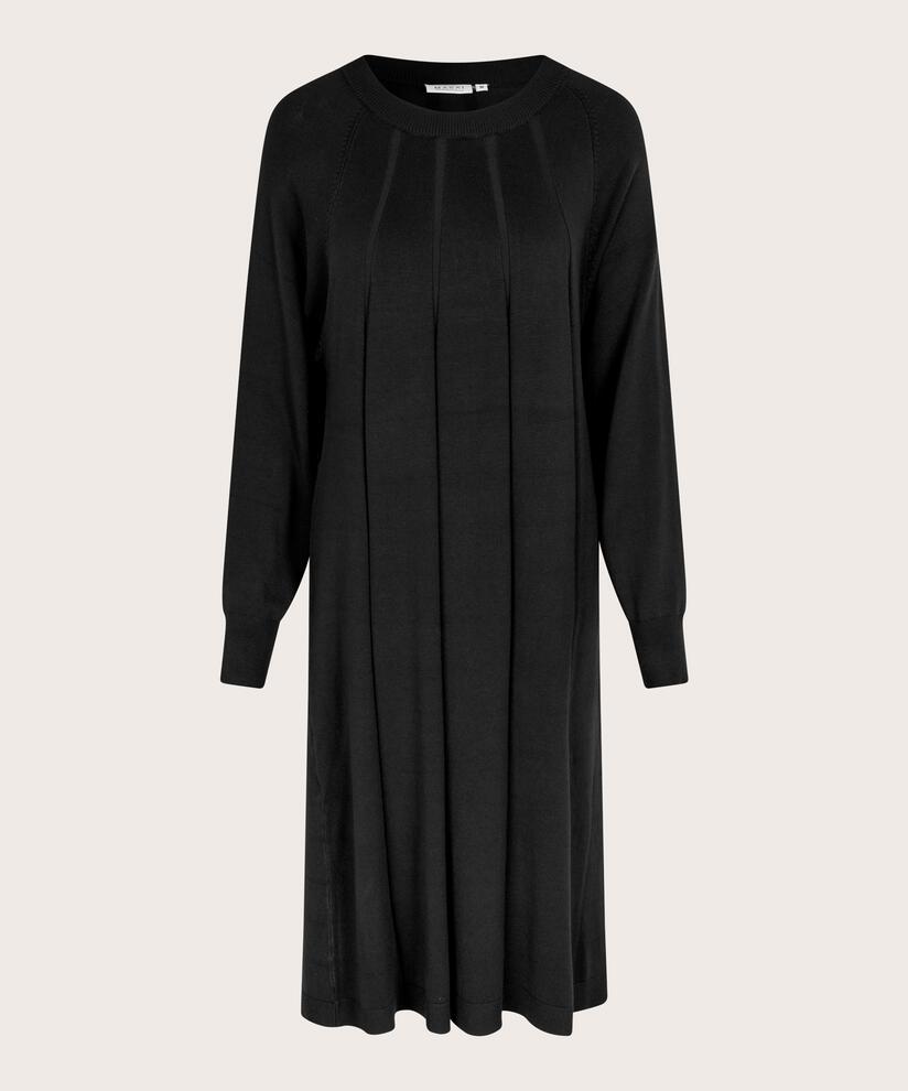 robe en maille fine à manches longues, Black