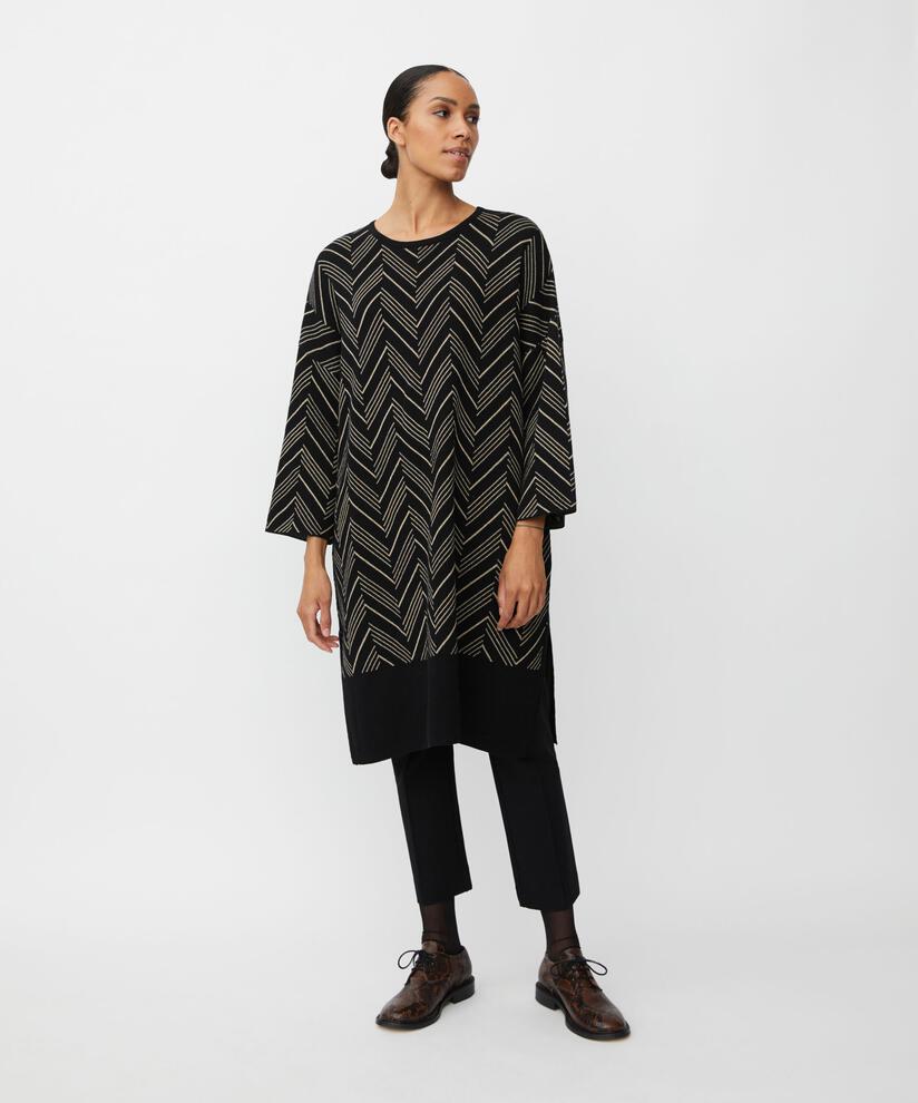 robe en maille fine avec fil pailleté et fente latérale, Black