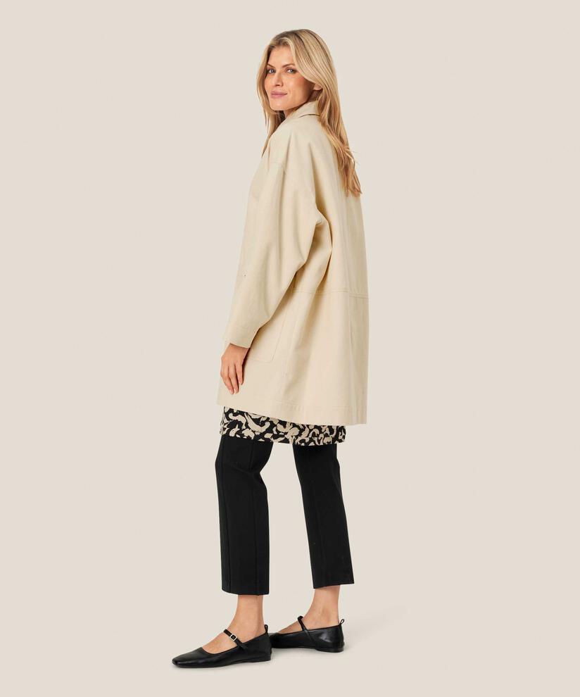 Manteau en coton avec fermeture boutonnée et grandes poches, Oyster White