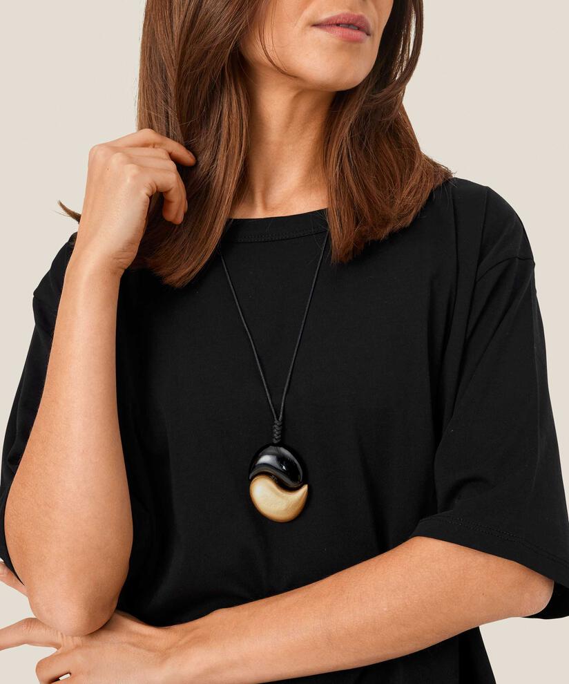 collier à longueur réglable et pendentif noir et doré, Gold