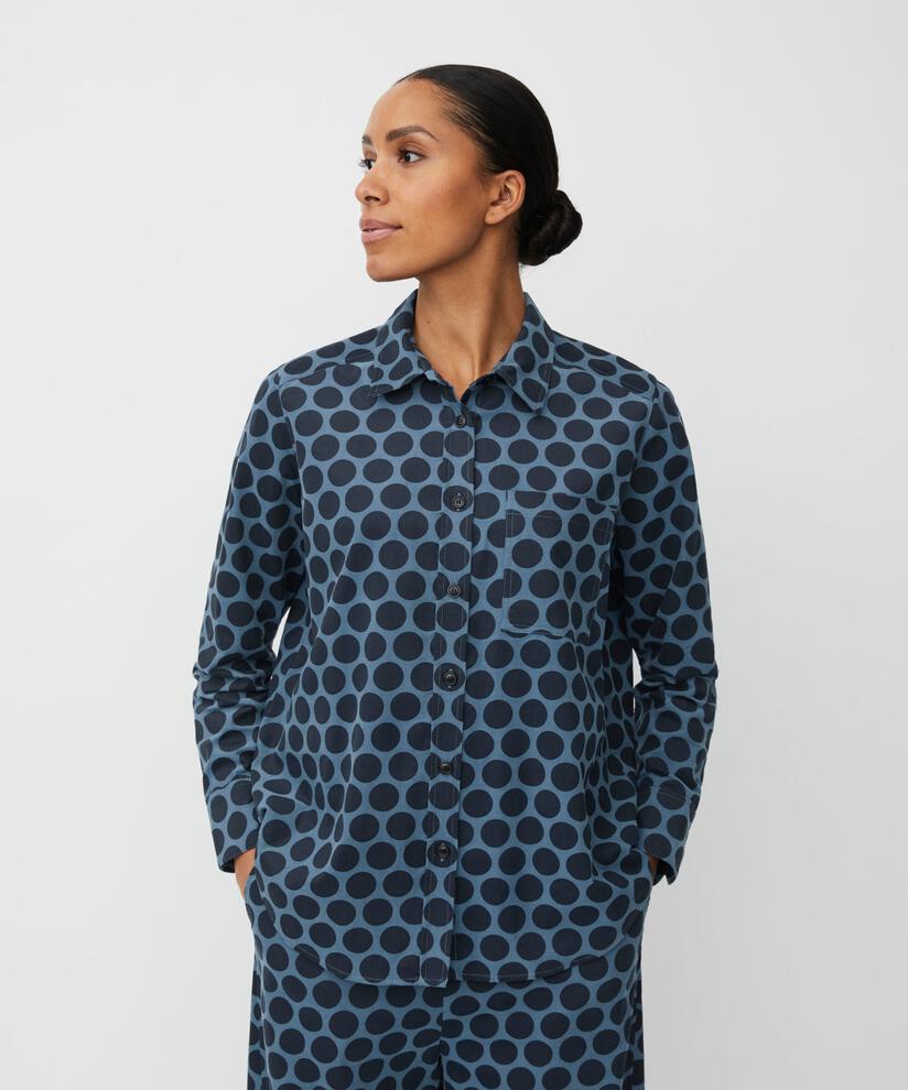 chemise en velours à pois avec poche poitrine, Navy Blazer