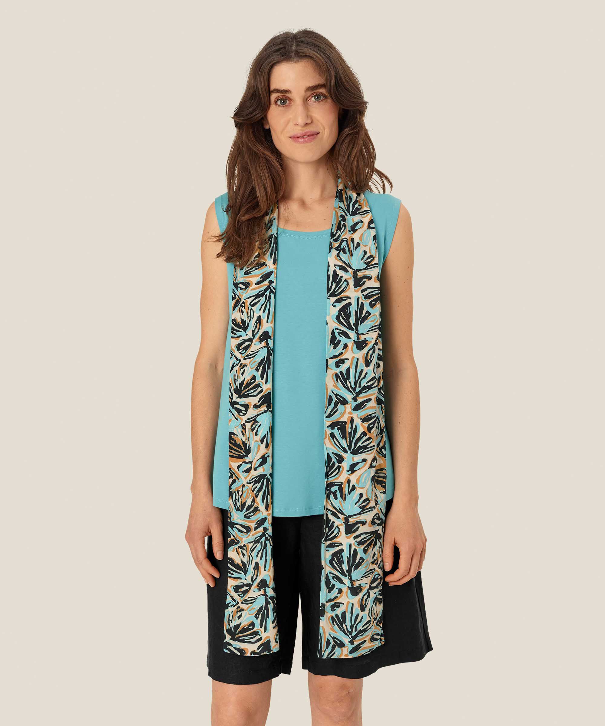 Écharpe En Viscose Imprimée, Aqua