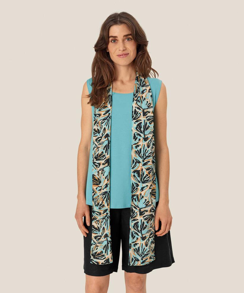 Écharpe En Viscose Imprimée, Aqua