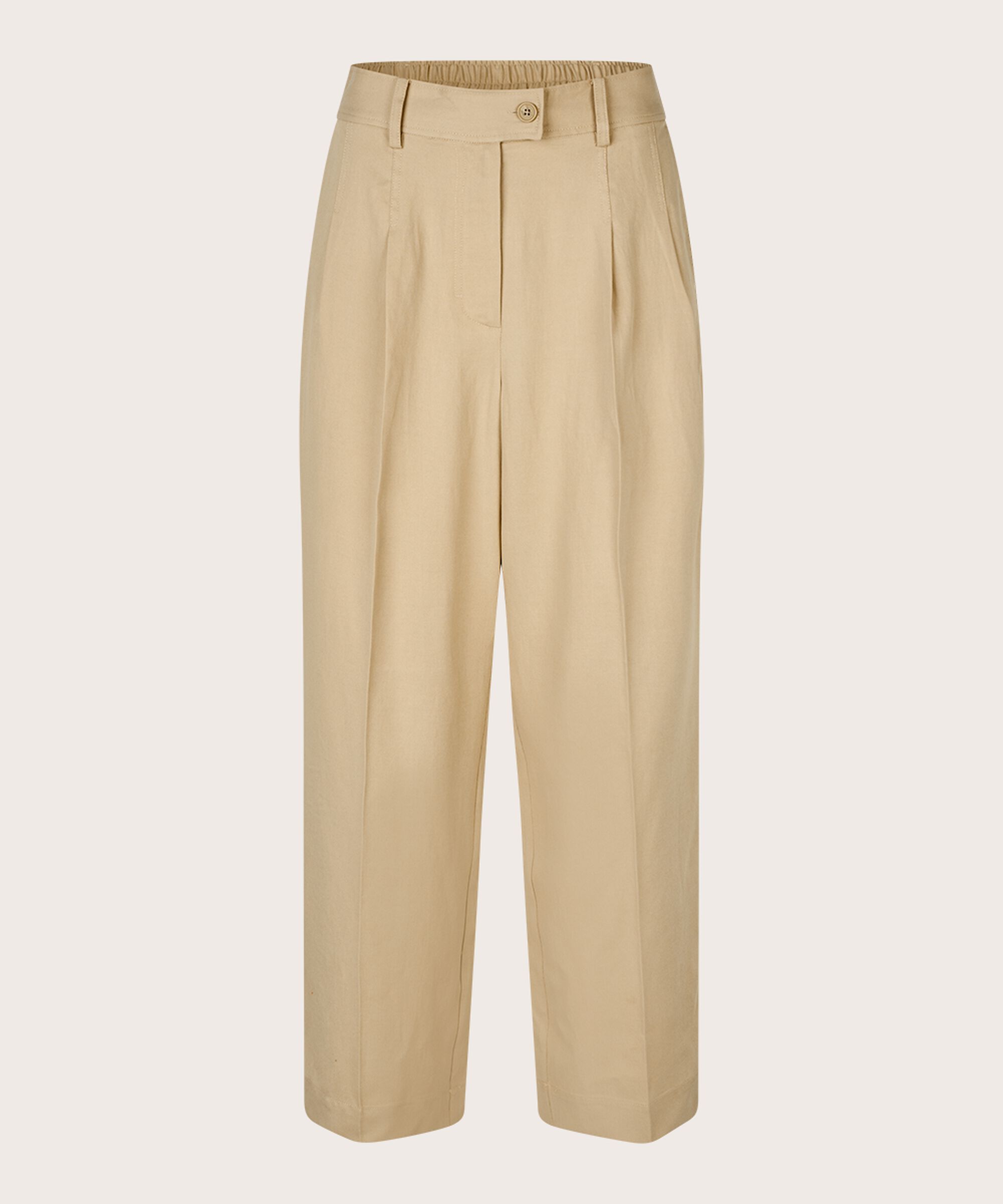 pantalon en mélange de lyocell avec élastique au dos, Safari