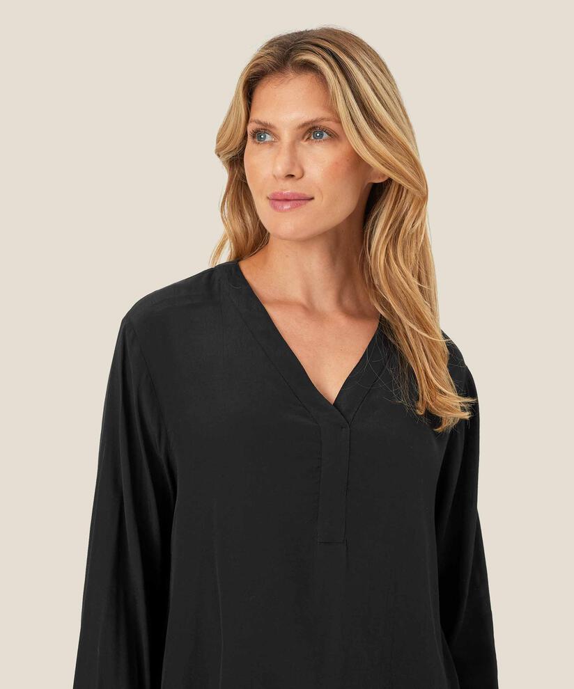 Blouse En Viscose À Col V, Black