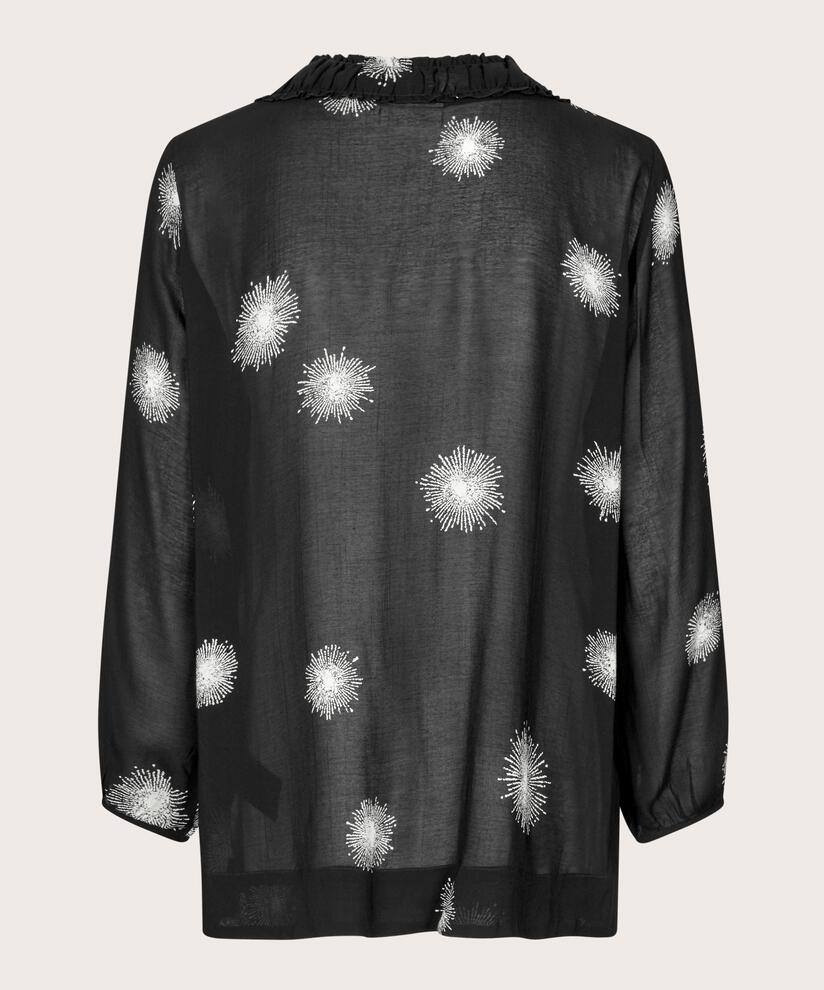 blouse en viscose transparente avec détails volants, Black