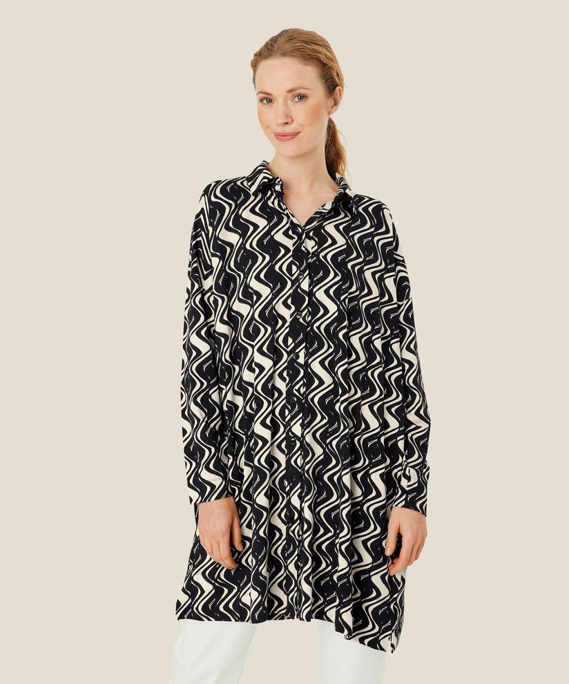 tunique en jersey avec boutons et fente sur le côté, Black