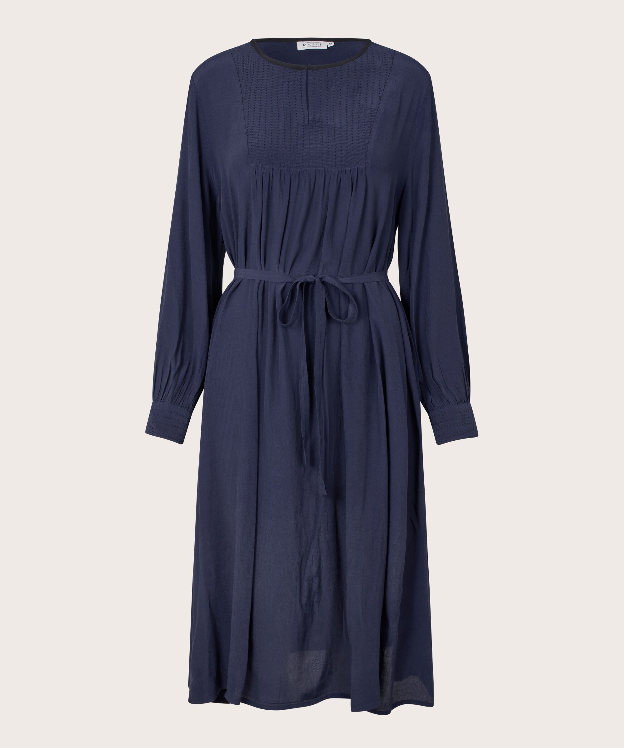 robe en viscose avec drapé et coutures décoratives, Navy Blazer