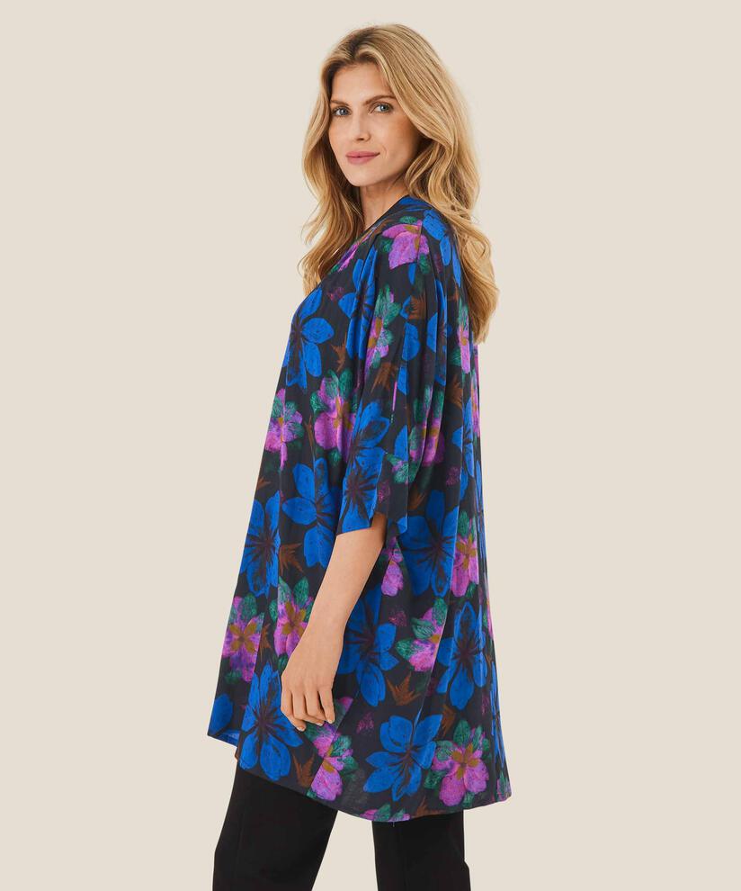 tunique à motif en satin viscose, Wild Aster