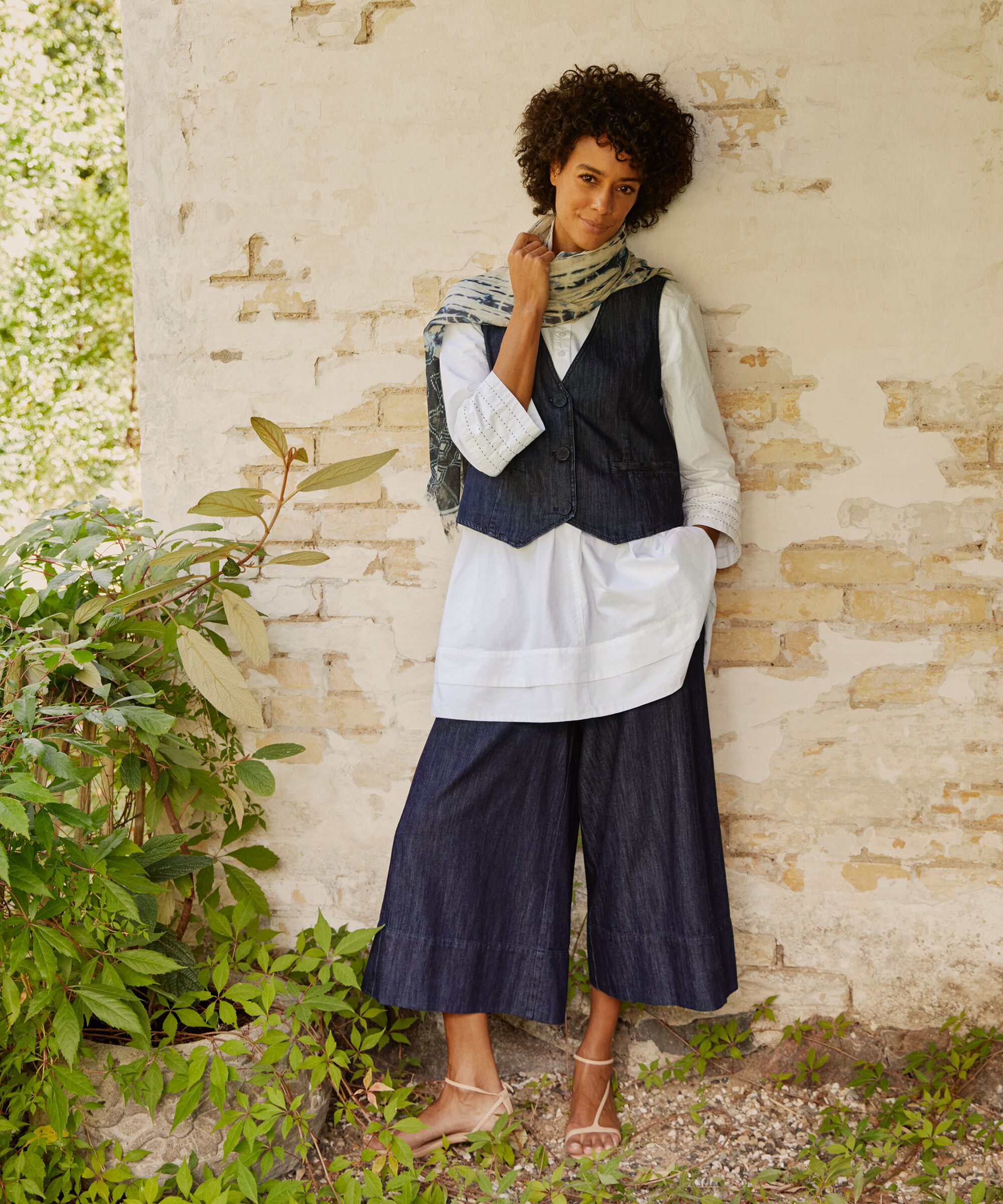 gilet classique en denim doux, Dark Denim