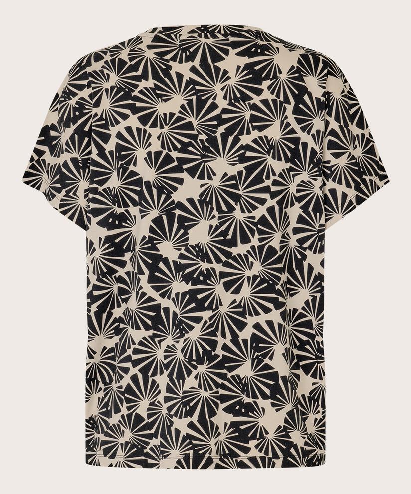 t-shirt imprimé à col en V, Fog