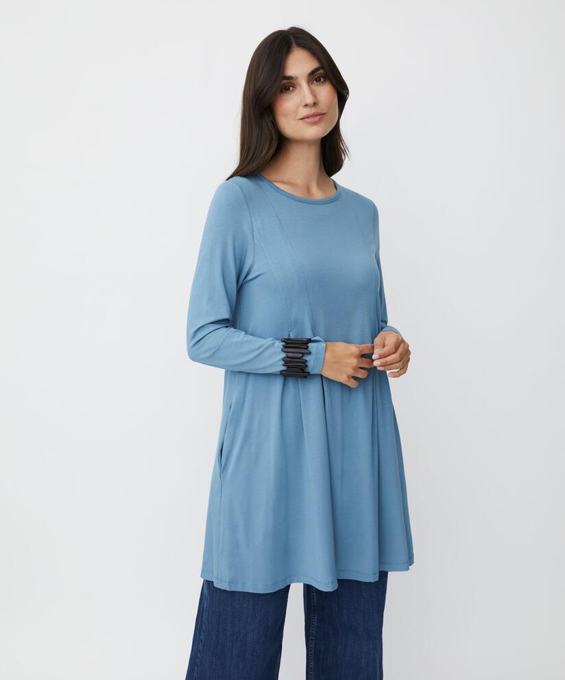tunique en jersey avec plis et poches fendues, Proven Blue