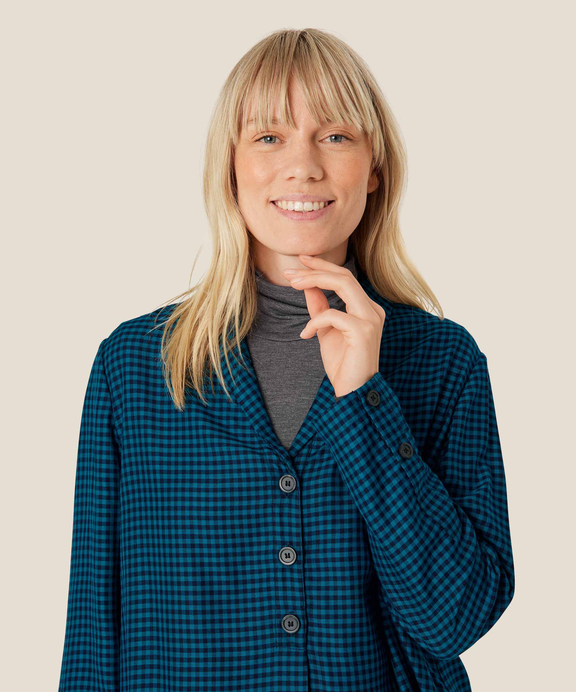 Blouse en viscose à carreaux avec bouton, Celestial