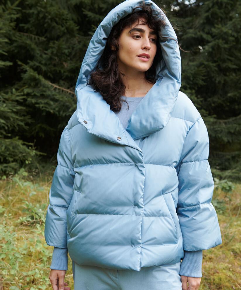 doudoune courte à capuche, Ashley Blue