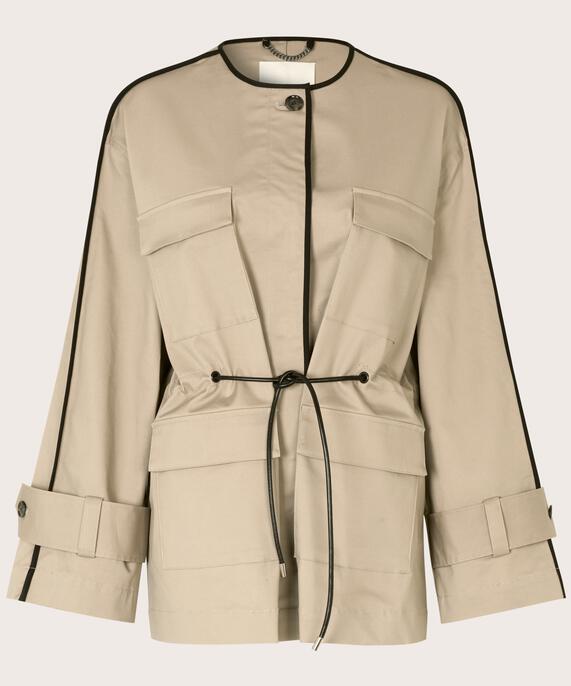 veste en coton de qualité avec passepoil contrasté, Plaza Taupe