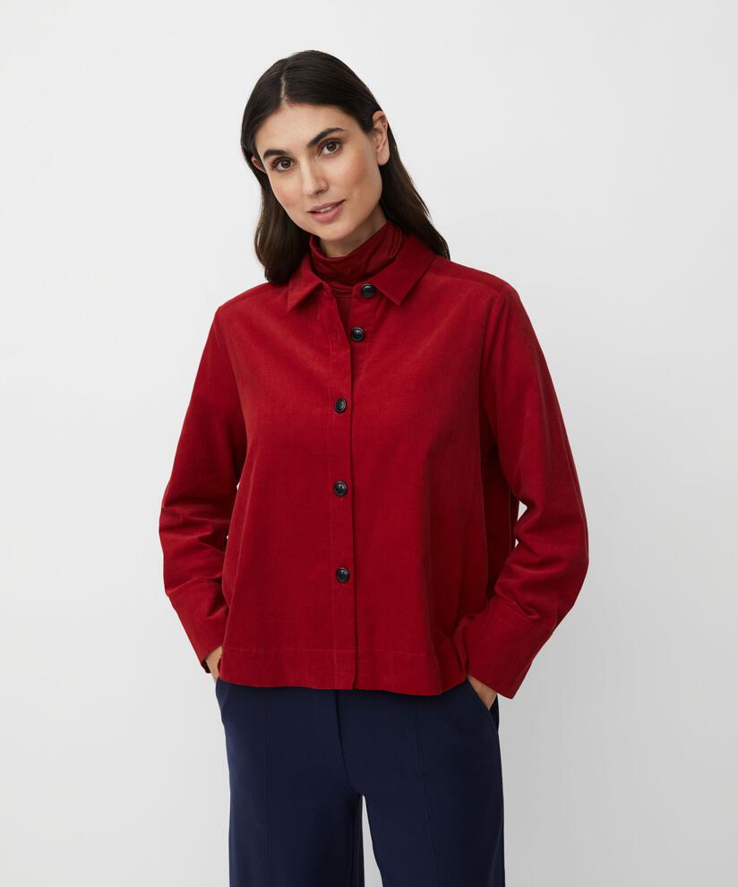 veste chemise en velours avec col, Red Dahlia