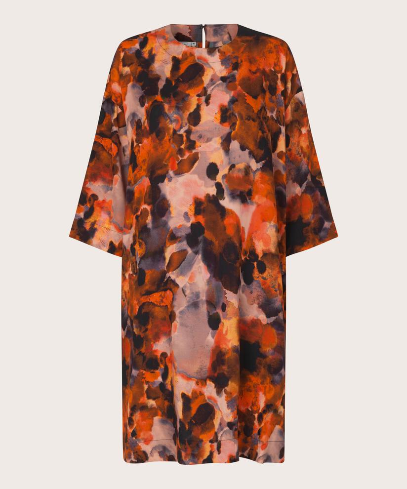ROBE EN VISCOSE COL ROND, Spicy Orange
