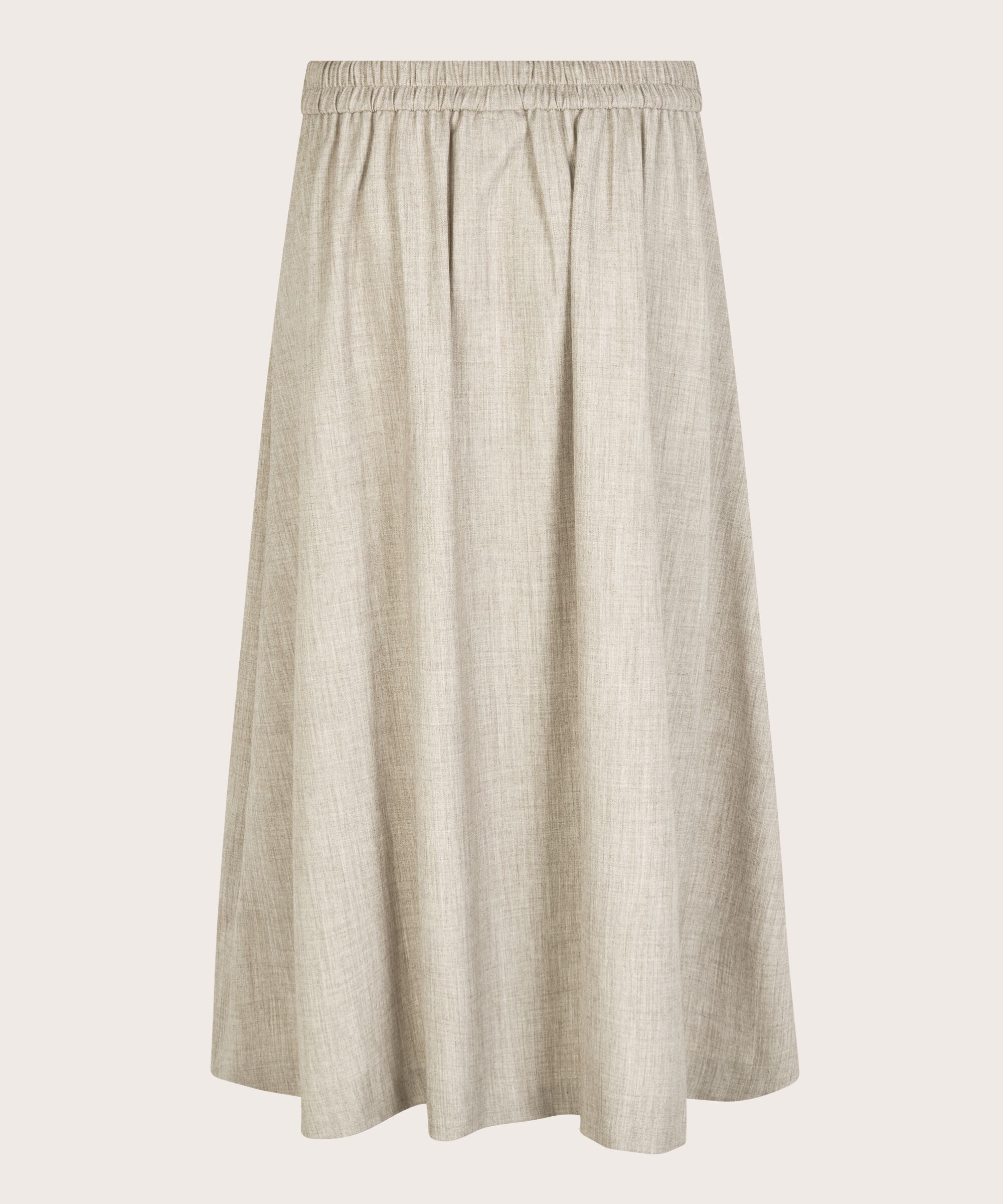 jupe avec plis et taille élastique, Beige melange