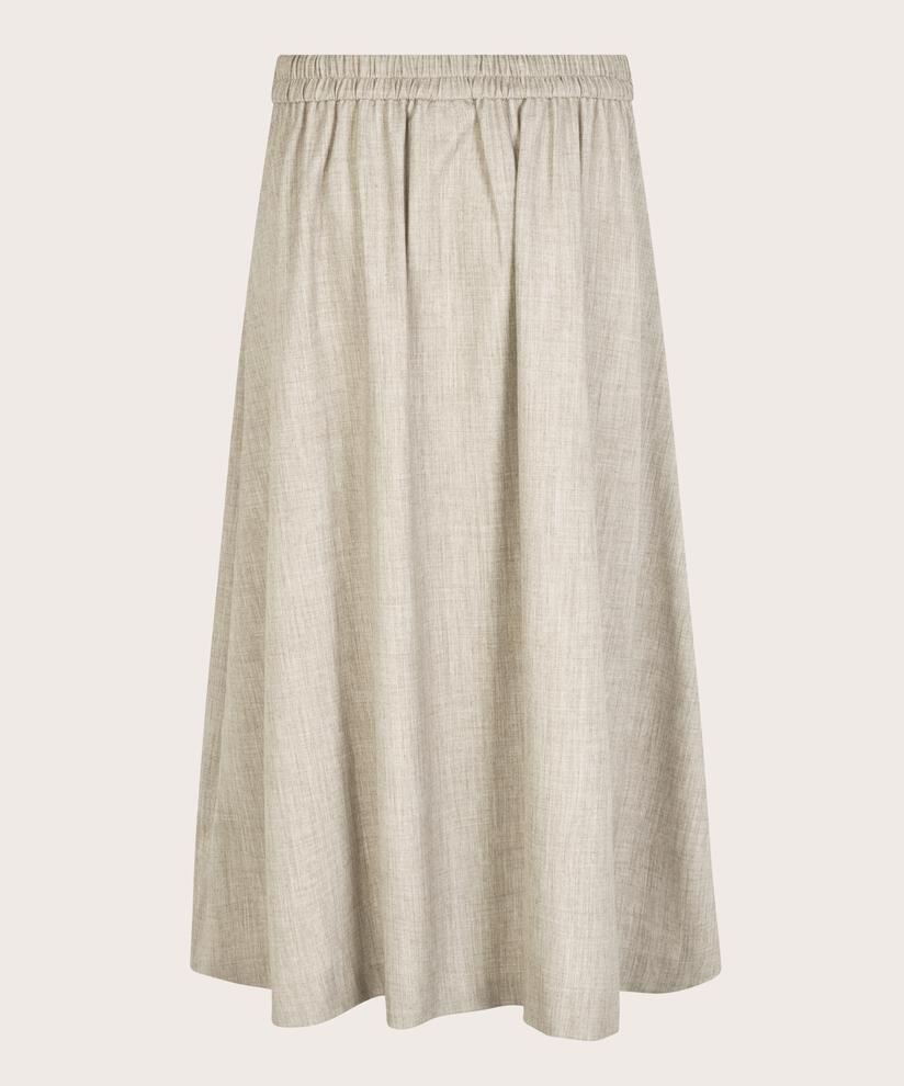 jupe avec plis et taille élastique, Beige melange
