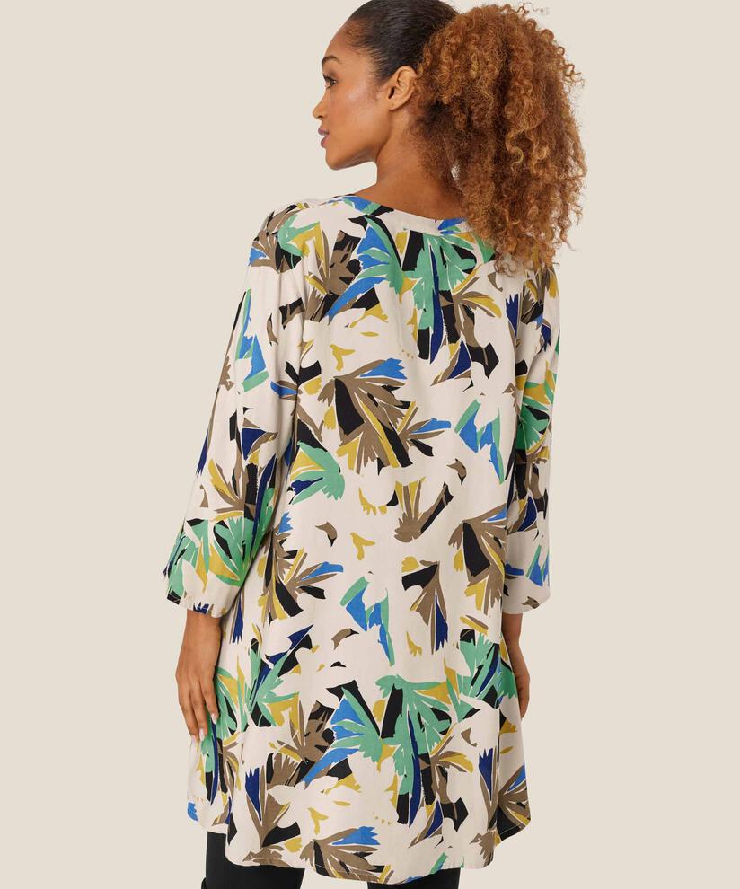 tunique en viscose imprimée à manches trois-quarts, Dusky Green