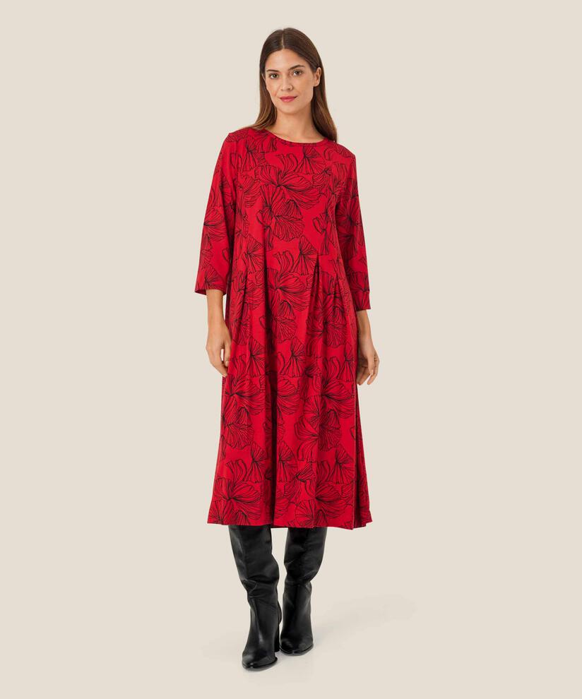 robe en jersey imprimé avec plis devant, Haute Red