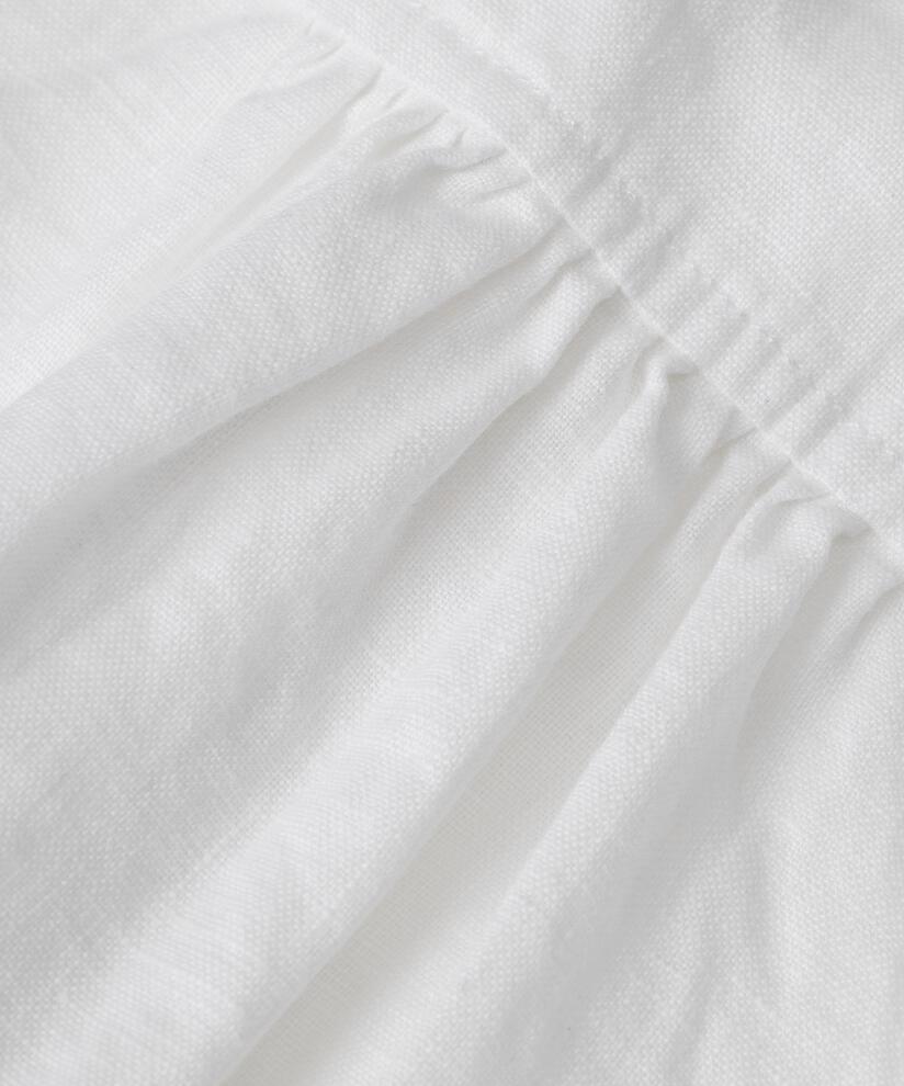 chemise en lin à manches courtes et col en V, White