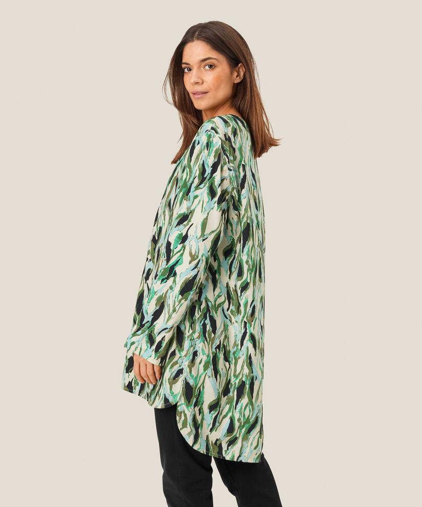 tunique en viscose à motifs avec col en V, D. Lichen Green