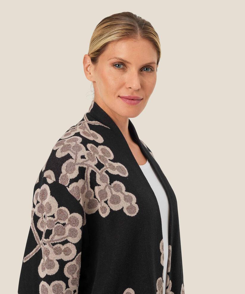 cardigan ouvert à imprimé floral, Black