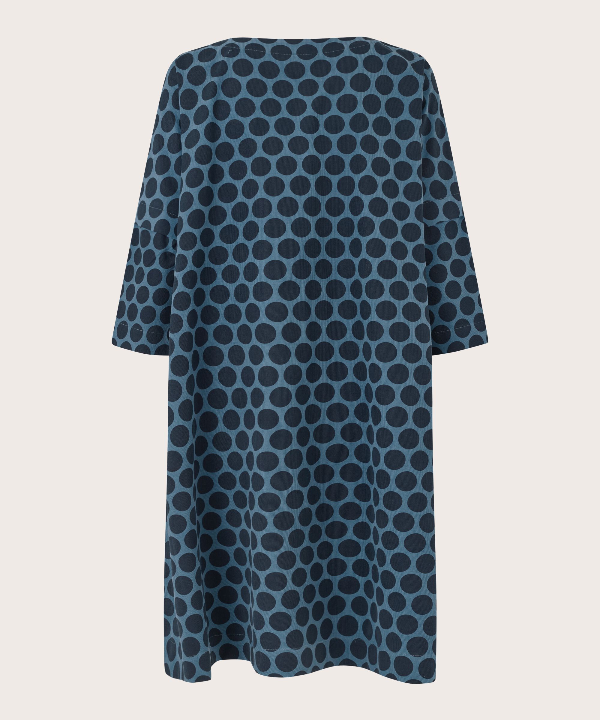 robe en velours à pois et manches 3/4, Navy Blazer