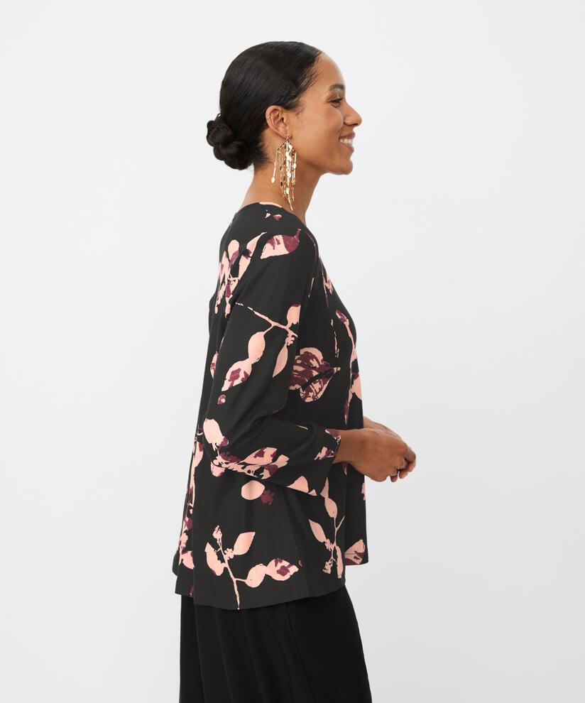 blouse en viscose imprimé à col en V, Tawny Port