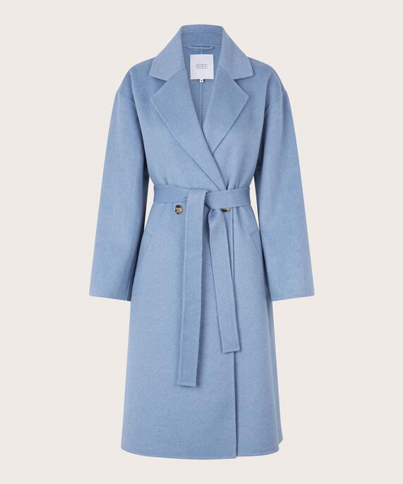 manteau long en laine avec liens, Ashley Blue