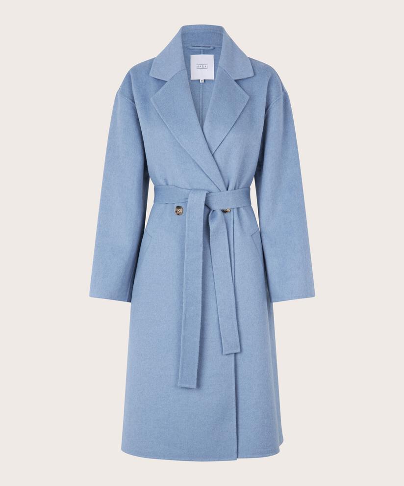manteau long en laine avec liens, Ashley Blue
