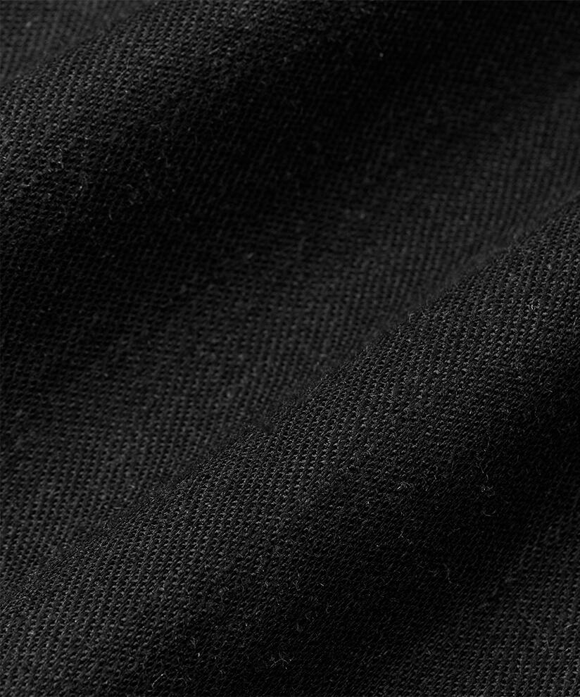 Pantalon en lin mélangé avec jambes larges et poches fendues, Black