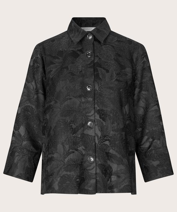 veste chemise à imprimé floral tissé, Black