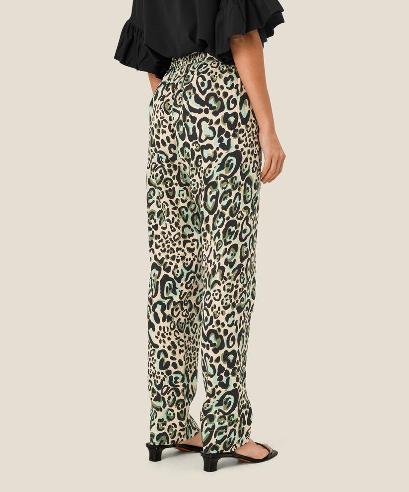 pantalon en viscose imprimé avec taille élastique, D. Lichen Green
