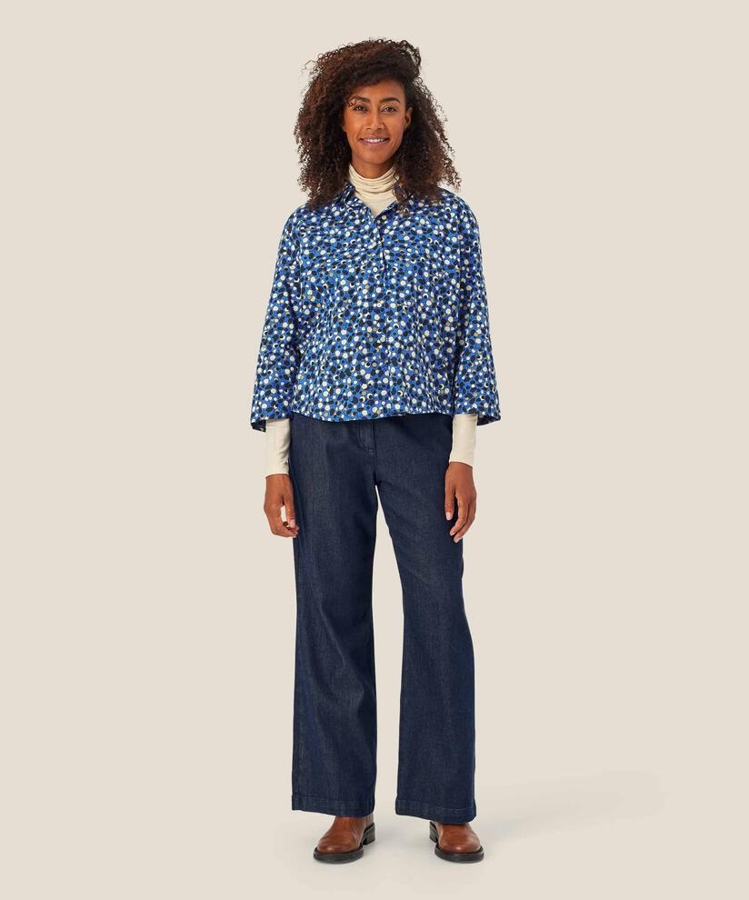 chemise en coton imprimé à manches 3/4, Federal Blue