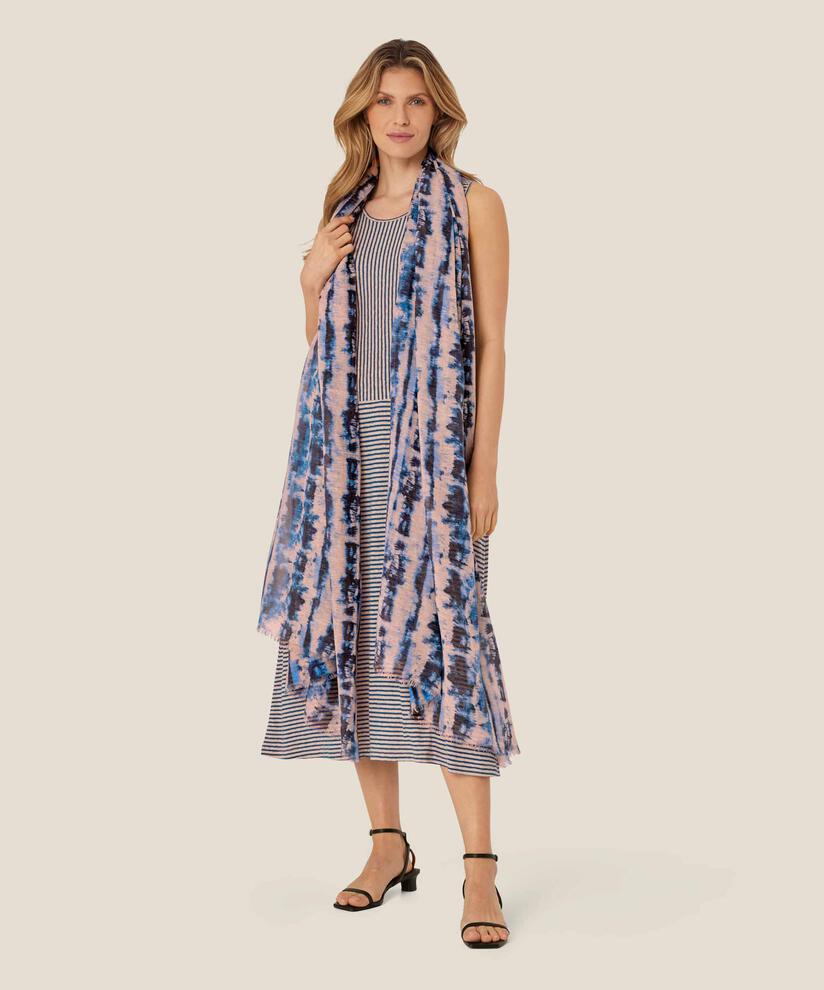 écharpe à motif batik en mélange de coton, Navy Peony