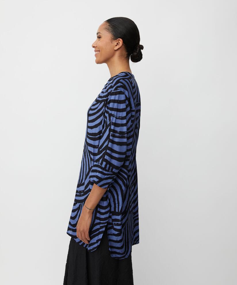 Chemise En Viscose Imprimée Avec Fente Latérale, Bijou Blue